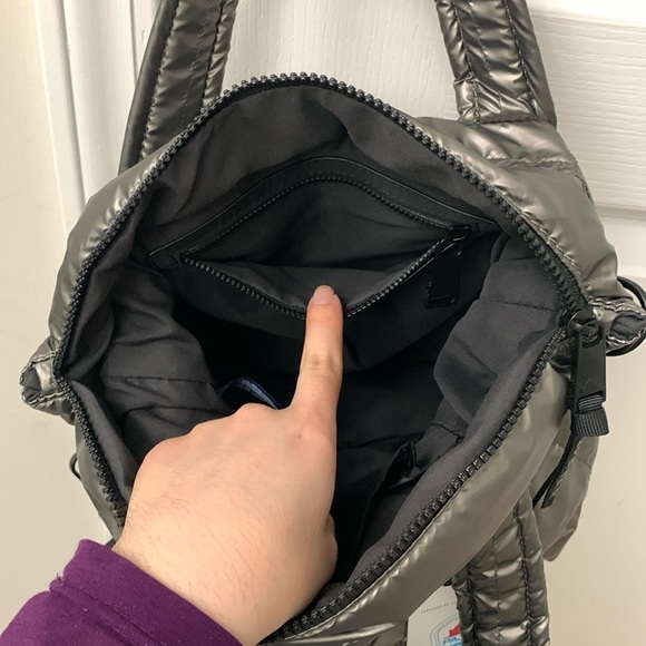 Silver / Space Grey Quilted Puffer Small Pajar Handbag / Crossbody Bag - Picture 13 of 15